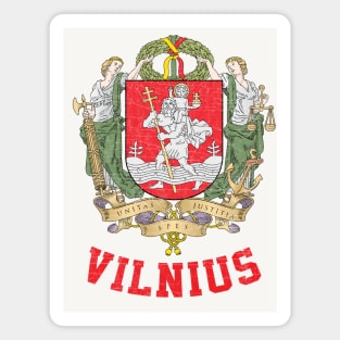 Vilnius - Vintage Distressed Style Crest Design Magnet